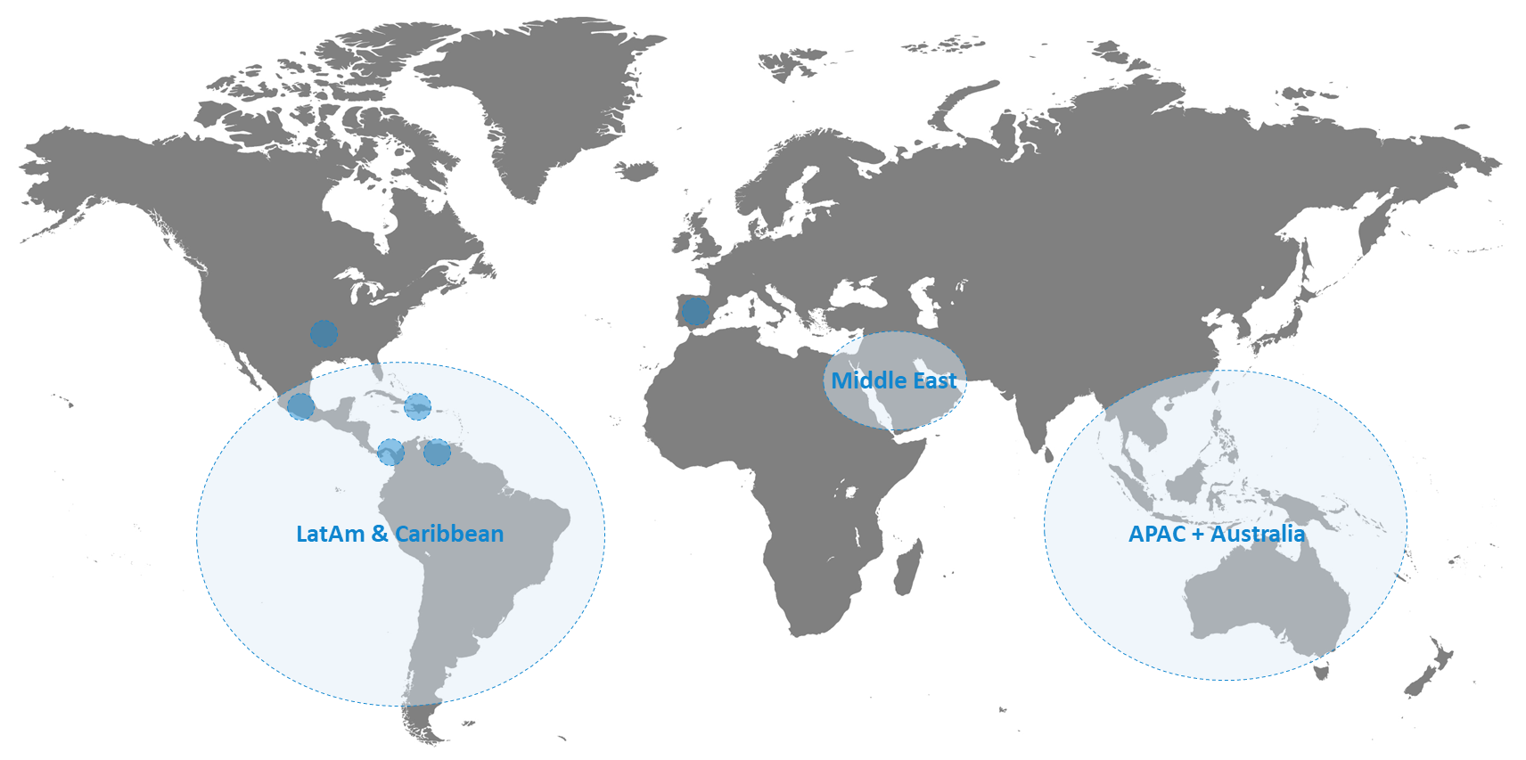 3P Advisory — markets served across LatAm, Caribbean, Middle East and Asia-Pacific